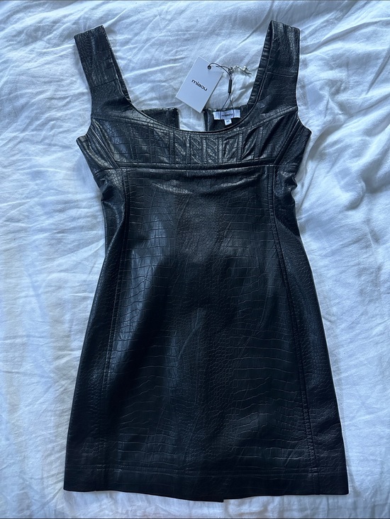Miaou Dresses & Skirts - NWT Miaou Black Faux Croc Leather Mini Dress size xs
